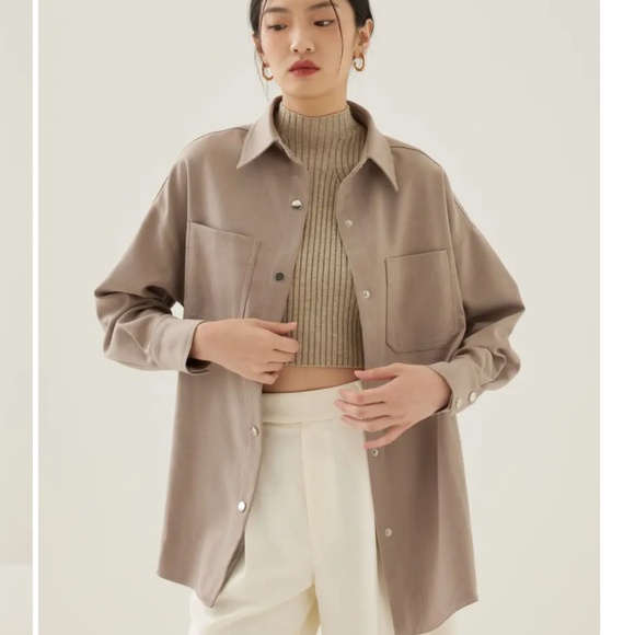 Elegant Beige Button Down Shirt for Women - Picture 1 of 5
